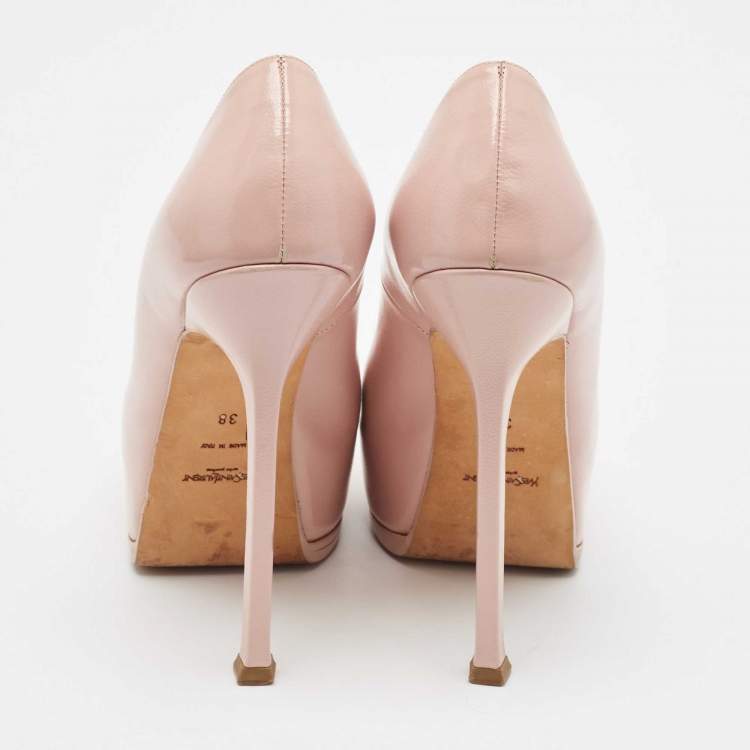 Pre Owned Yves Saint Laurent Pink Leather Tribtoo Pumps Size 38