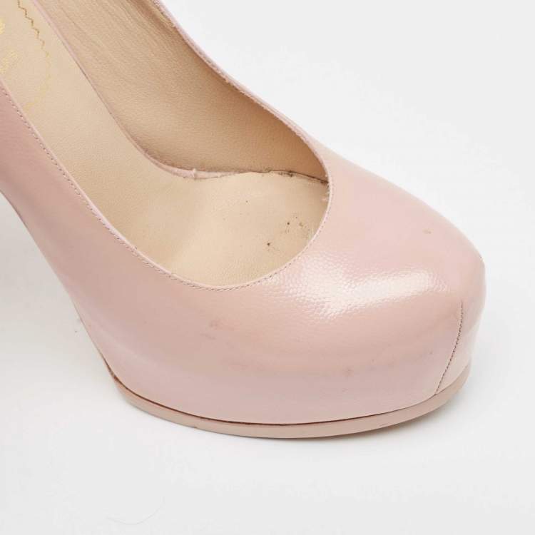 Pre Owned Yves Saint Laurent Pink Leather Tribtoo Pumps Size 38