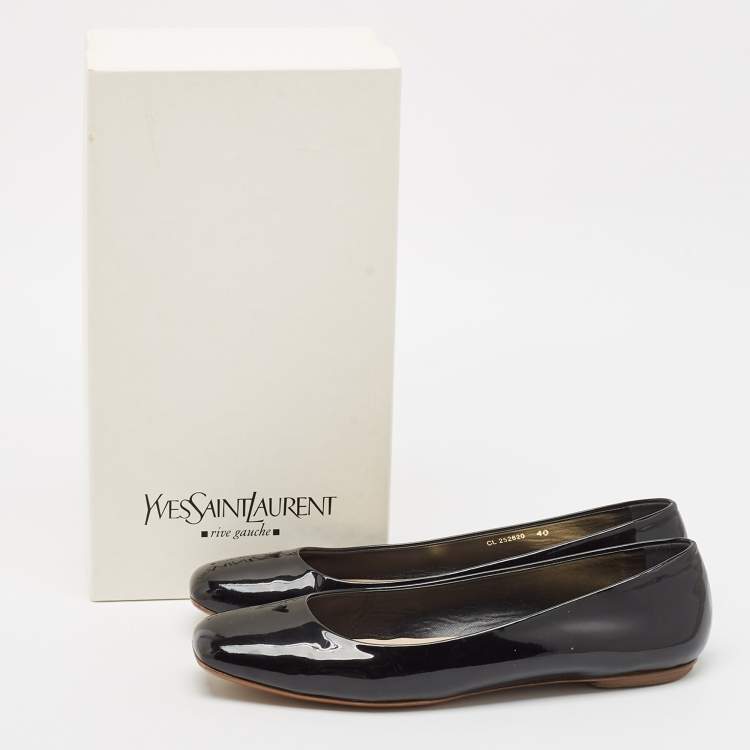 Pre Owned Yves Saint Laurent Black Patent Leather Love Ballet Flats Size 40