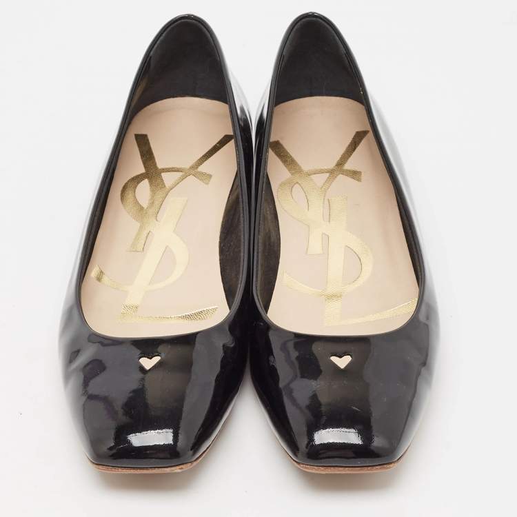 Pre Owned Yves Saint Laurent Black Patent Leather Love Ballet Flats Size 40
