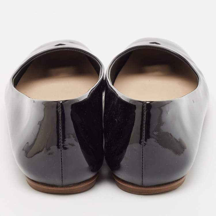 Pre Owned Yves Saint Laurent Black Patent Leather Love Ballet Flats Size 40