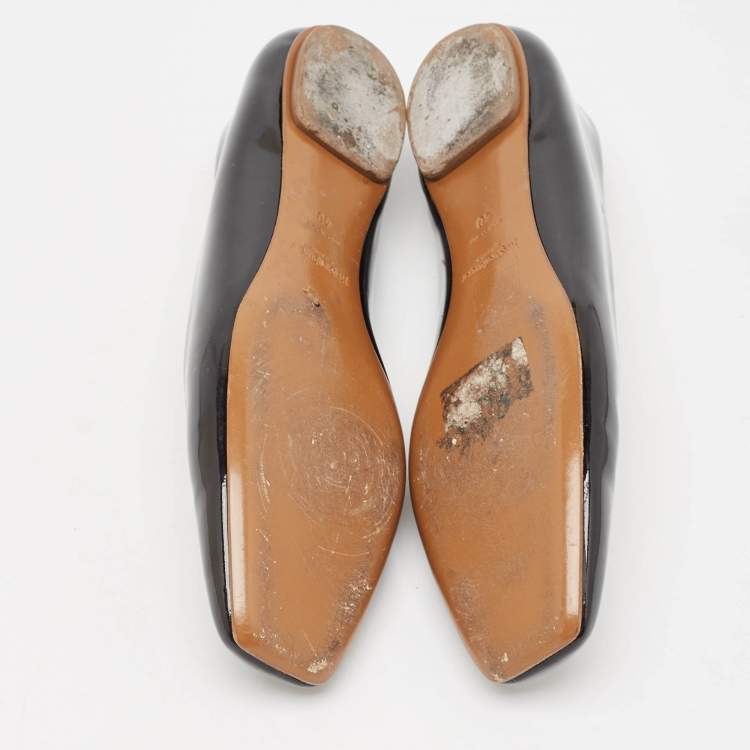 Pre Owned Yves Saint Laurent Black Patent Leather Love Ballet Flats Size 40