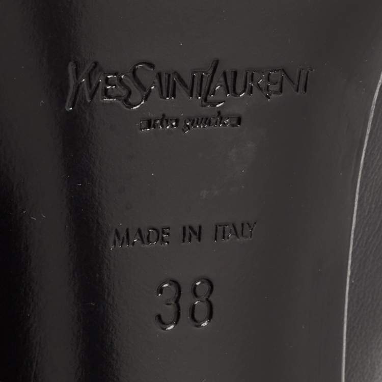 Pre Owned Yves Saint Laurent Black Leather Platform Booties Size 38