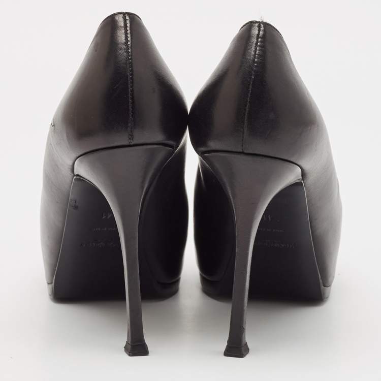 Pre Owned Yves Saint Laurent Black Leather Tribtoo Pumps Size 41