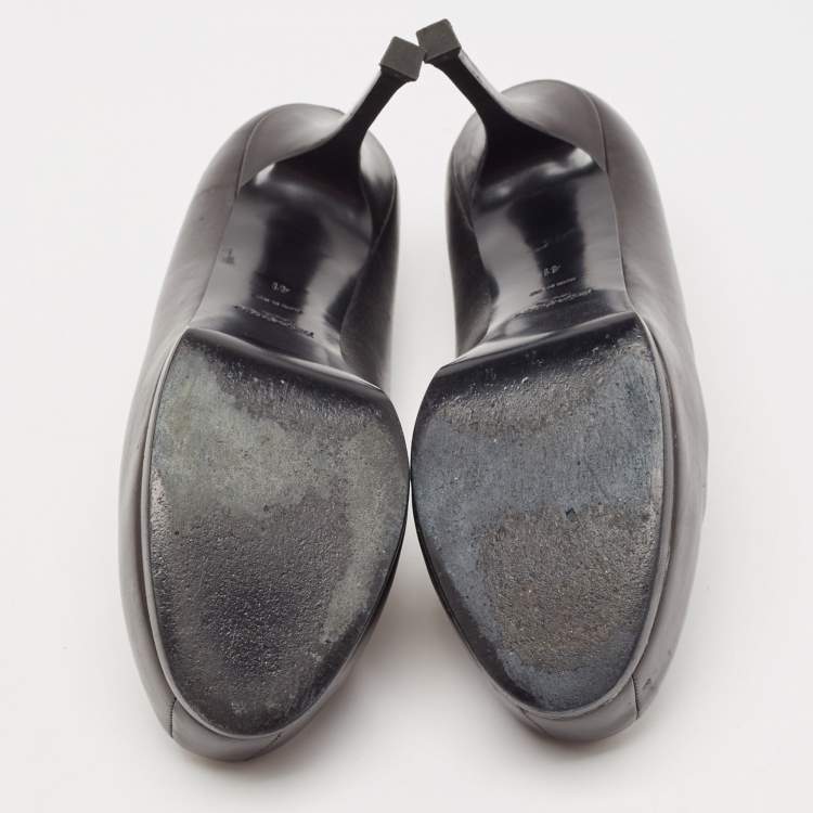 Pre Owned Yves Saint Laurent Black Leather Tribtoo Pumps Size 41