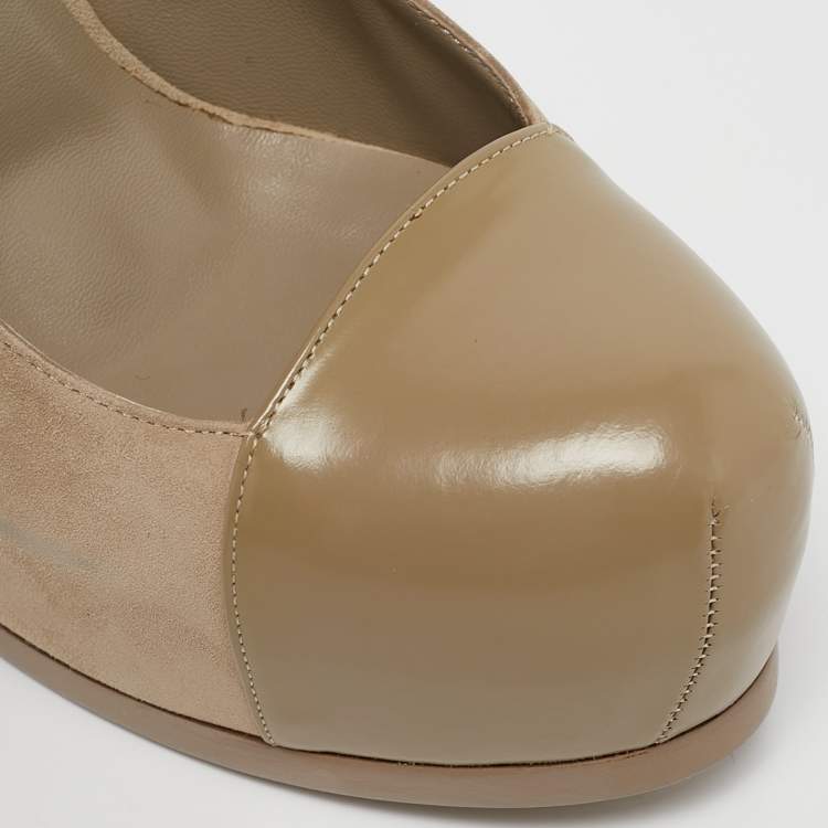 مملوكة مسبقًا Yves Saint Laurent Beige Suede and Leather Tribtoo Pumps Size 39