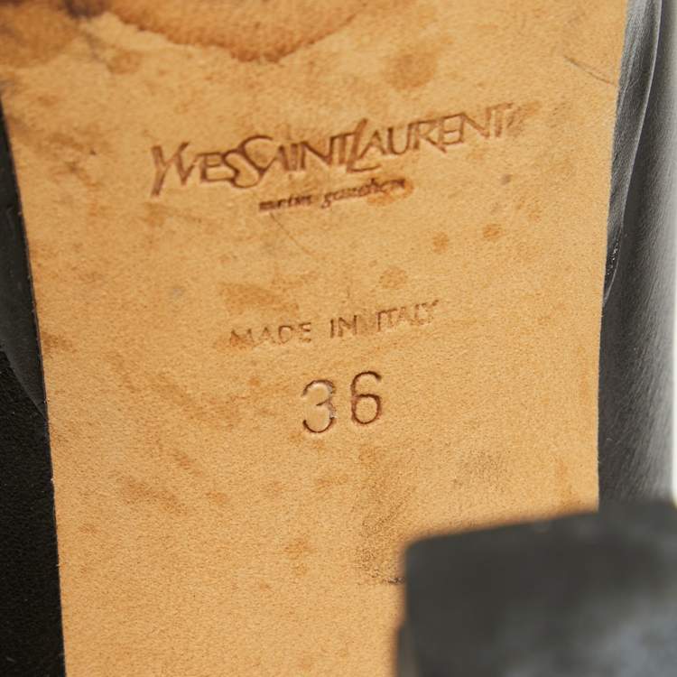 Pre Owned Yves Saint Laurent Black Leather Palais Peep Toe Platform Pumps Size 36