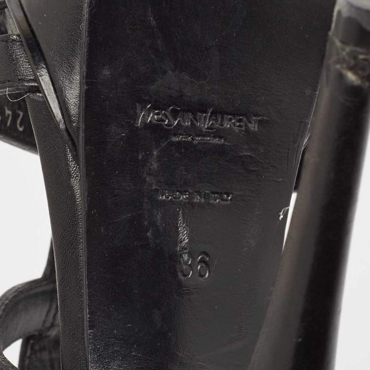 Pre Owned Saint Laurent Black Leather New Riveg Platform Sandals Size 36