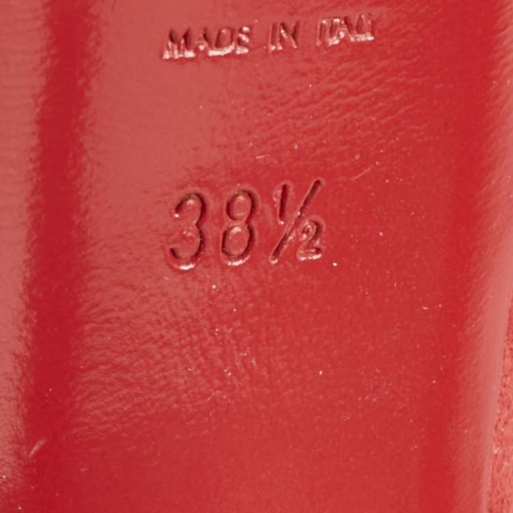 Pre Owned Yves Saint Laurent Red Tribtoo Platform Pumps Size 38.5
