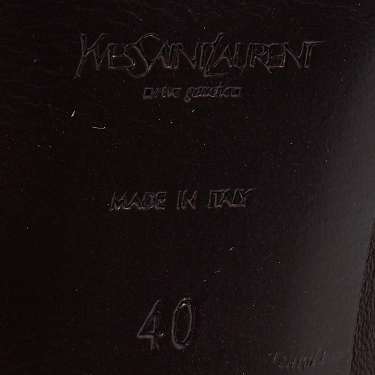Pre Owned Yves Saint Laurent Dark Brown Suede and Leather Platform Knee High Boots Size 40