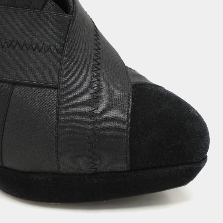 Pre Owned Yves Saint Laurent Black Elastic Bandage And Suede Booties Size 39