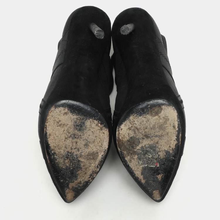 Pre Owned Yves Saint Laurent Black Elastic Bandage And Suede Booties Size 39