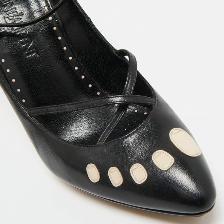 Pre Owned Yves Saint Laurent Black Leather Pointed Toe Pumps Size 38.5