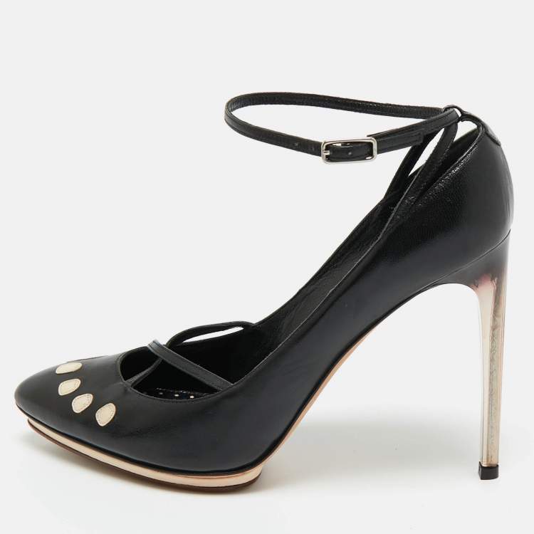 Pre Owned Yves Saint Laurent Black Leather Pointed Toe Pumps Size 38.5