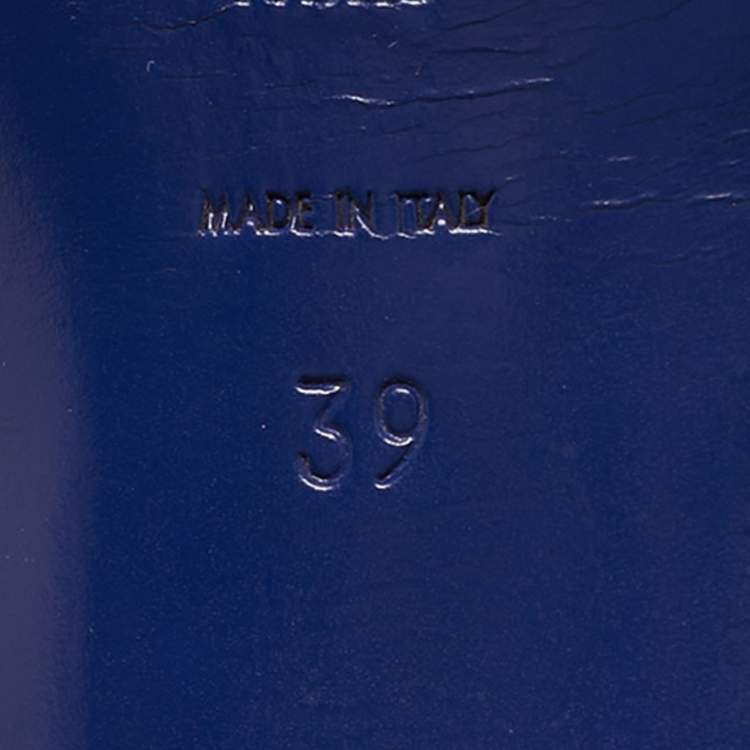 Pre Owned Yves Saint Laurent Navy Blue Patent Leather Tribute Platform Sandals Size 39