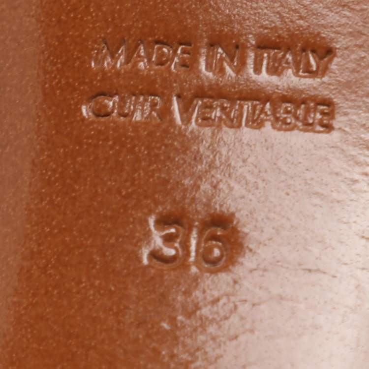 Pre Owned Saint Laurent Gold Textured Leather Tribute Platform Sandals Size 36