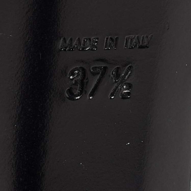 Pre Owned Yves Saint Laurent Black Nubuck Leather Tassel Mid Calf Platform Boots Size 37.5