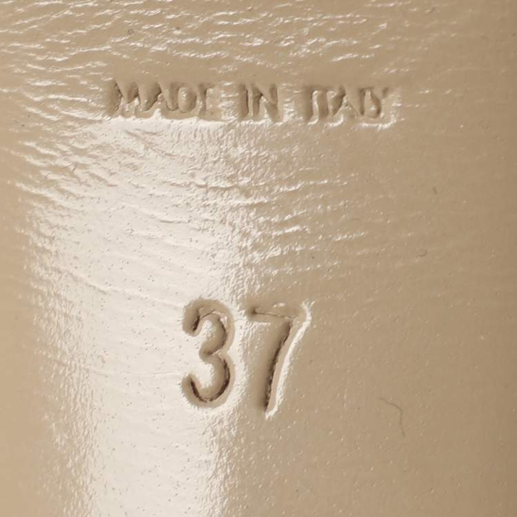 Pre Owned Yves Saint Laurent Beige Leather and Stingray Leather Platform Sandals Size 37