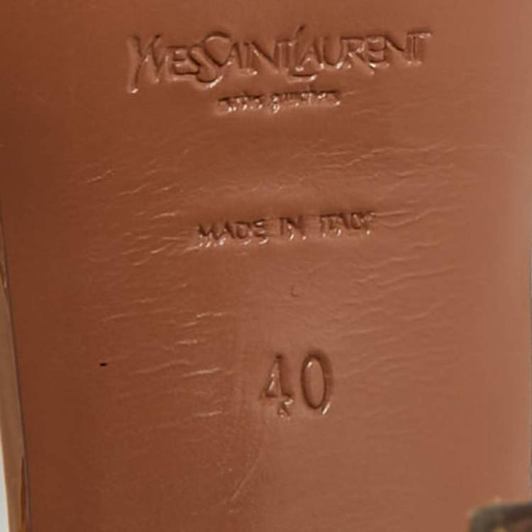 Pre Owned Yves Saint Laurent Tribute  Brown Patent Leather Platform Sandals Size 40