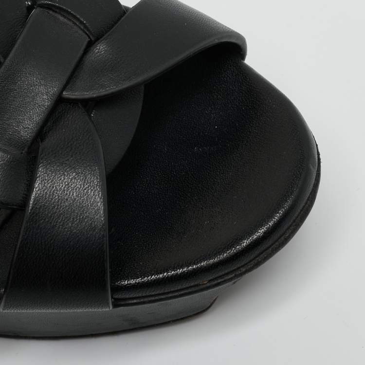 مملوكة مسبقًا Yves Saint Laurent Tribute Size 37 Black Leather Platform Sandals