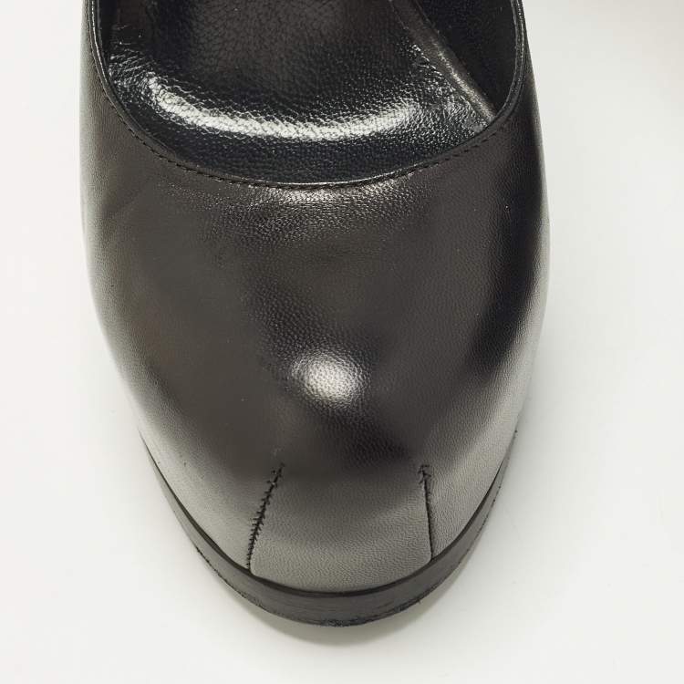 Pre Owned Yves Saint Laurent Tribtoo Size 39 Black Leather Platform Pumps