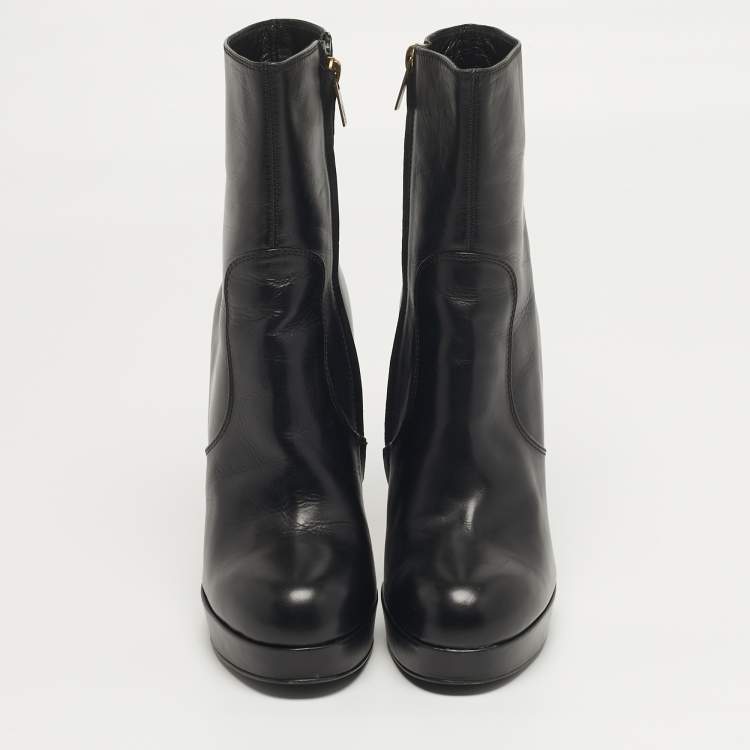 Pre Owned Yves Saint Laurent Janis Size 39 Black Leather Ankle Boots