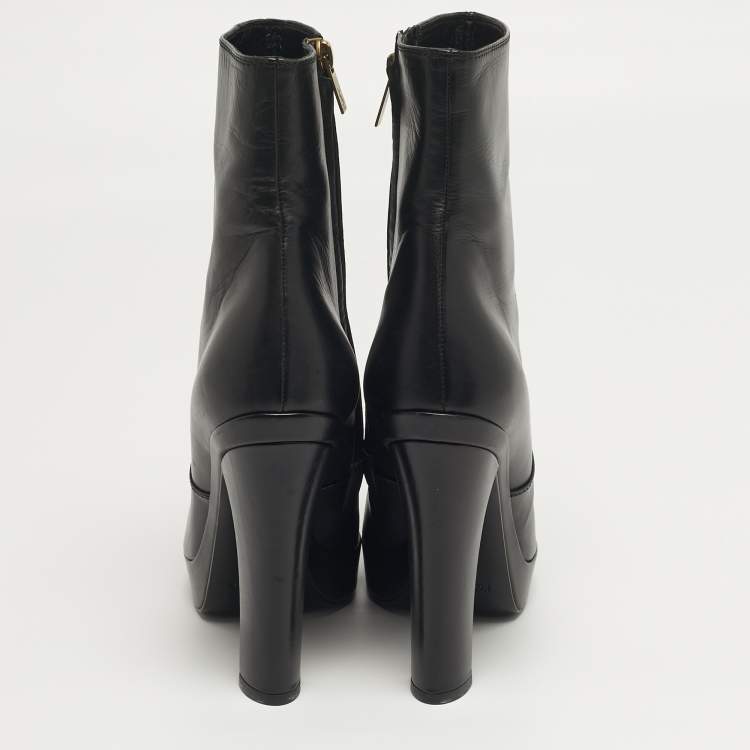 Pre Owned Yves Saint Laurent Janis Size 39 Black Leather Ankle Boots