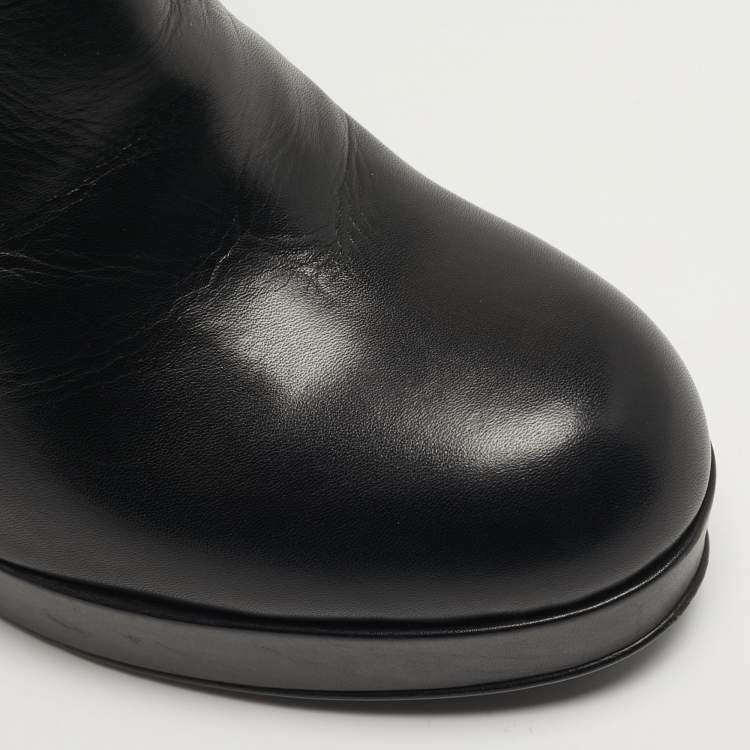 Pre Owned Yves Saint Laurent Janis Size 39 Black Leather Ankle Boots