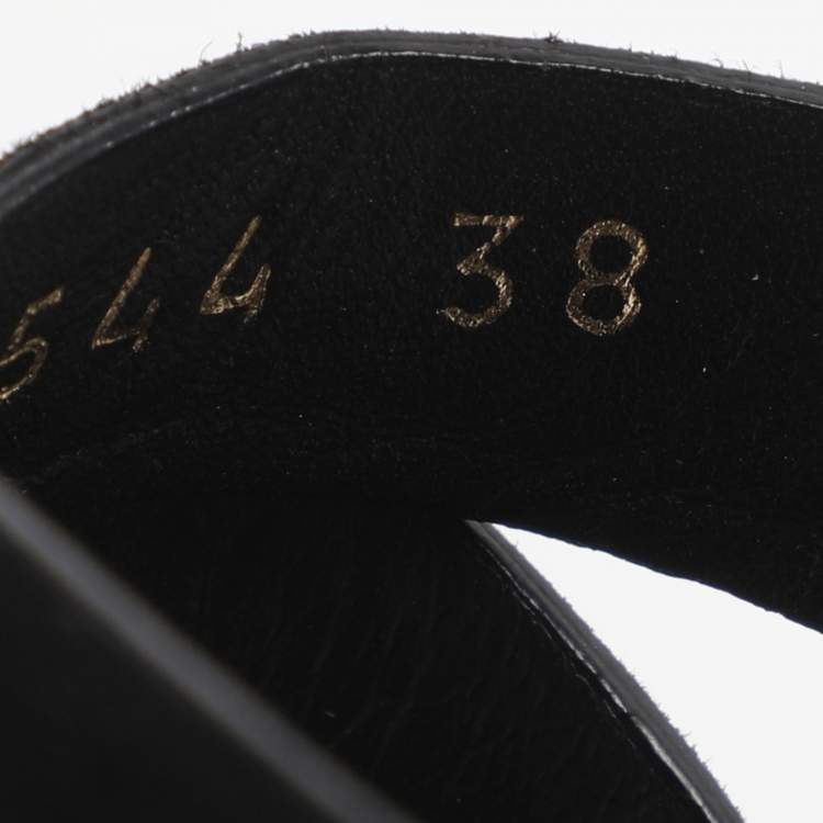 مملوكة مسبقًا Yves Saint Laurent Deauville Size 38 Black Suede Cork Wedge Slingback Sandals