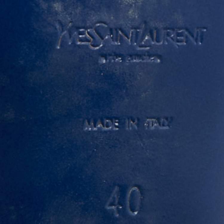 مملوكة مسبقًا Yves Saint Laurent Size 40 Blue/Gold Suede Platform Pumps