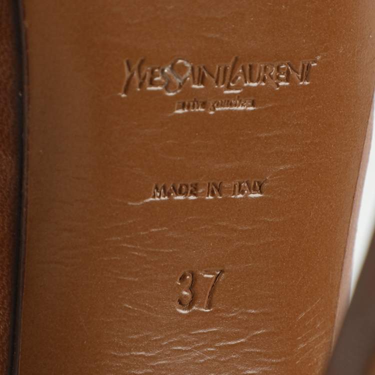 Pre Owned Yves Saint Laurent Tribtoo Size 37 Brown Leather Platform Pumps