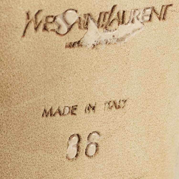 Pre Owned Yves Saint Laurent Palais Size 36 Beige Leather Platform Peep Toe Pumps