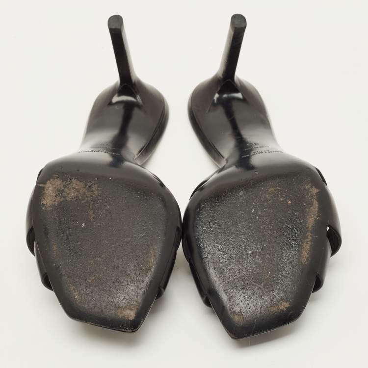 Pre Owned Yves Saint Laurent Tribute Size 39 Black Leather Slide Sandals