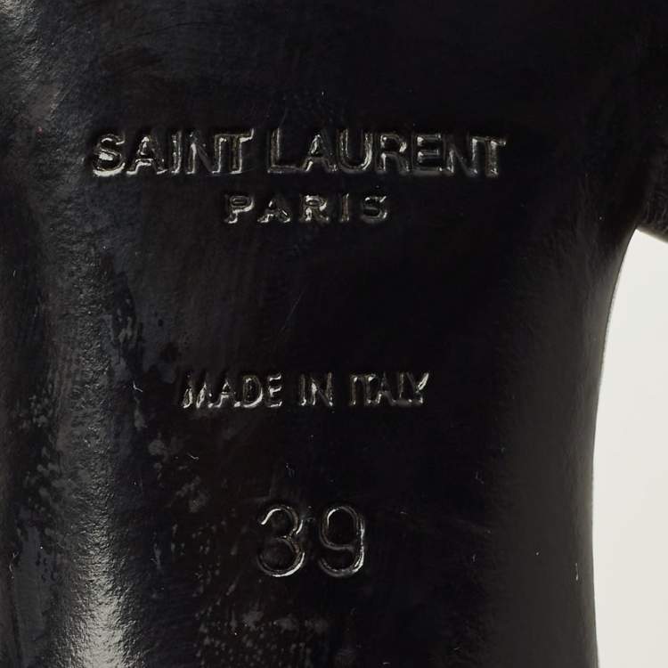 Pre Owned Yves Saint Laurent Tribute Size 39 Black Leather Slide Sandals