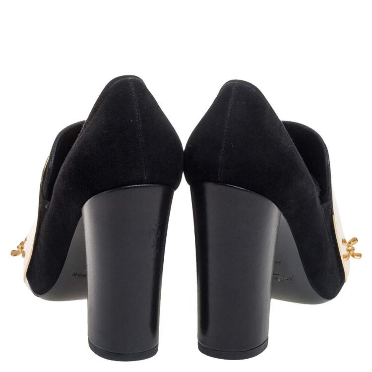 Pre Owned Saint Laurent Black Suede Cardinal Loafer Pumps Size 36