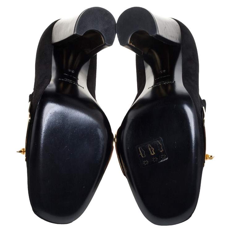 Pre Owned Saint Laurent Black Suede Cardinal Loafer Pumps Size 36