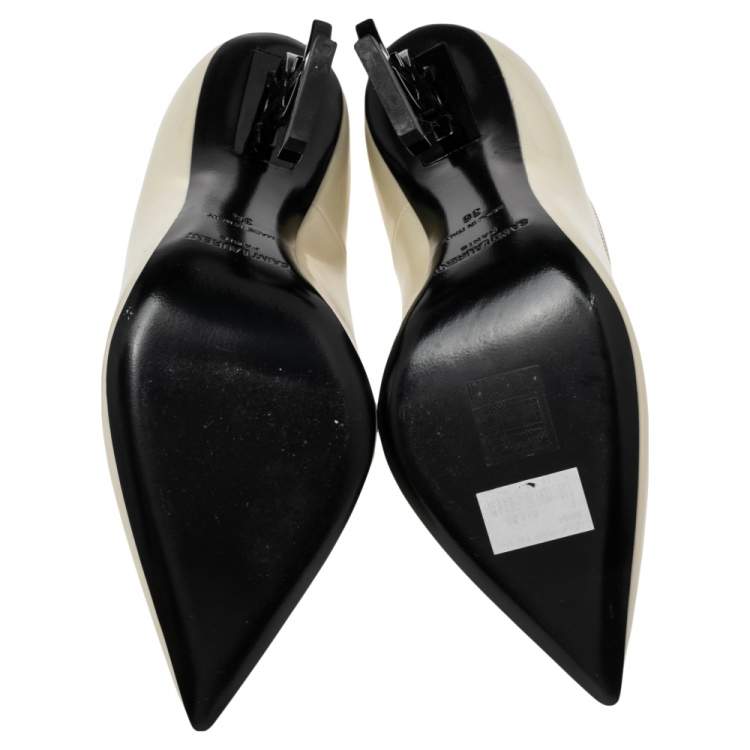 Pre Owned Yves Saint Laurent Cream Patent Leather Pointed Toe Opyum Pumps  Size 36