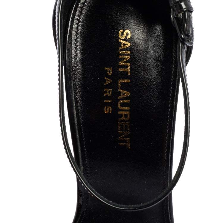 Pre Owned Yves Saint Laurent Black Patent Leather Opyum Sandals Size 39