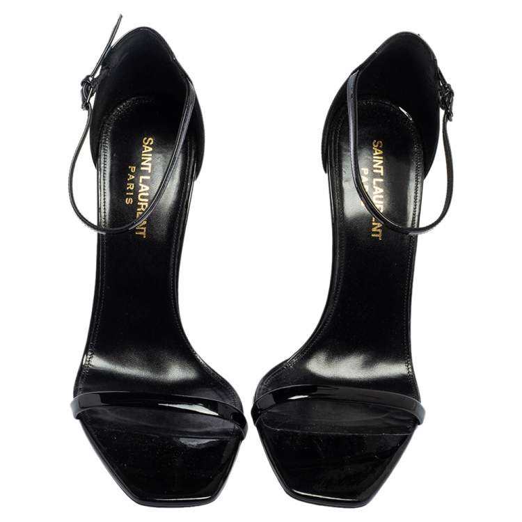 Pre Owned Yves Saint Laurent Black Patent Leather Opyum Sandals Size 39