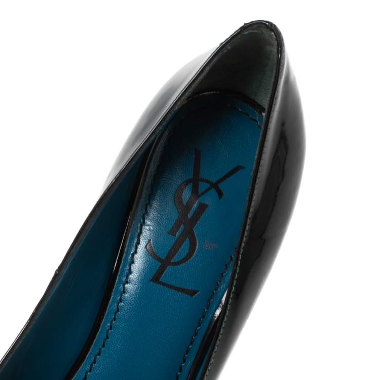 Pre Owned Yves Saint Laurent Black Patent Leather Tribtoo Platform Pumps Size 39