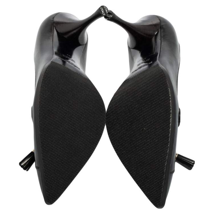 Pre Owned Yves Saint Laurent Black Leather Loafer Pumps Size 37