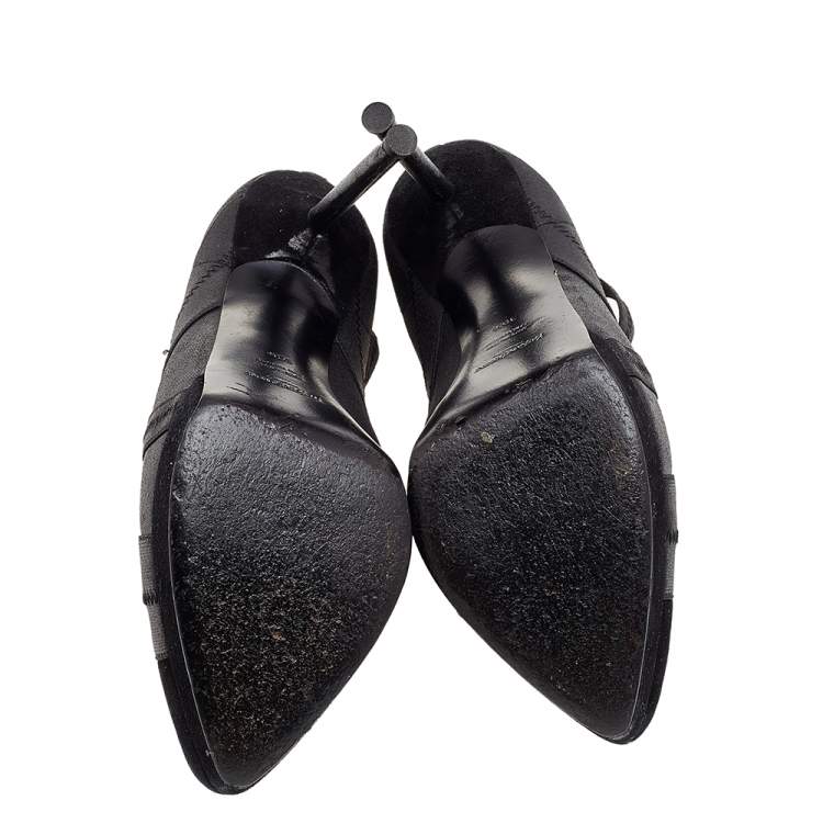 Pre Owned Yves Saint Laurent Black Elastic Bandage And Suede Booties Size 39.5