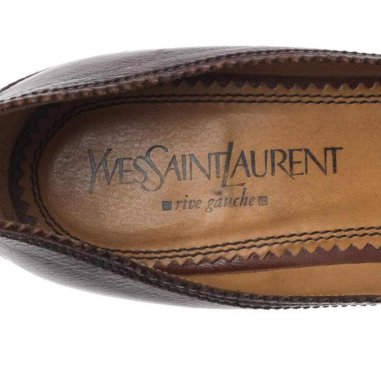 Pre Owned Yves Saint Laurent Brown Leather Pointed Toe Pumps Size 40
