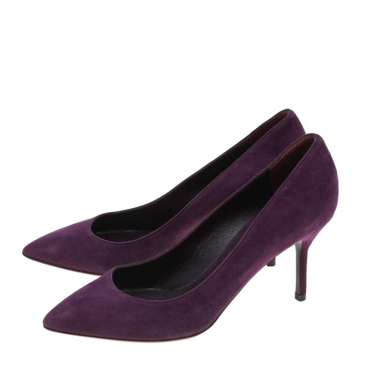 Pre Owned Yves Saint Laurent Purple Suede Pointed Toe Pumps Size 37