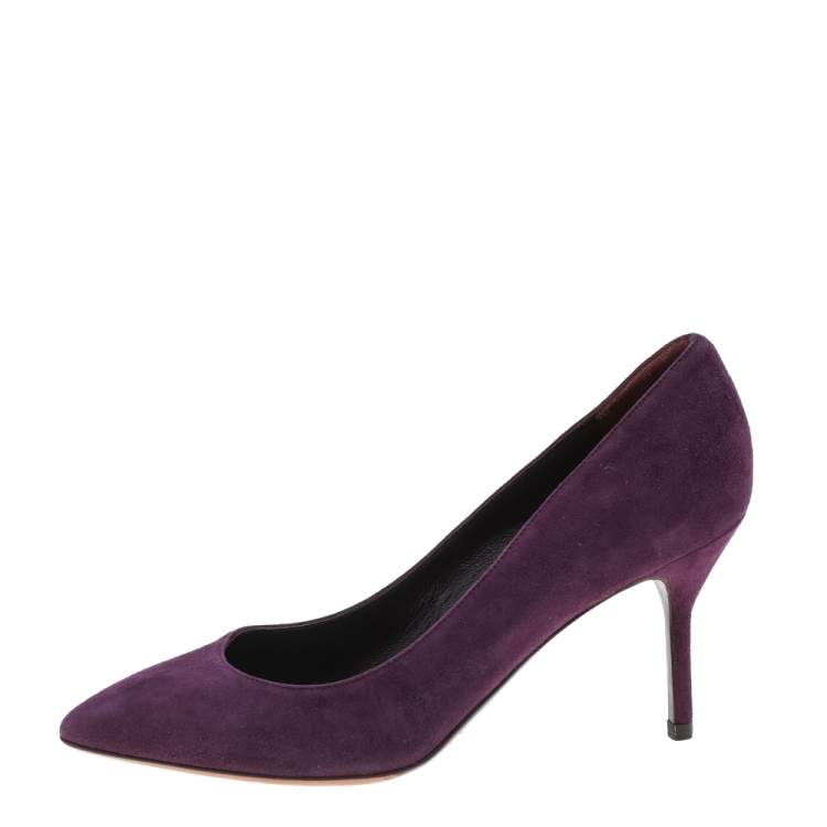 Pre Owned Yves Saint Laurent Purple Suede Pointed Toe Pumps Size 37