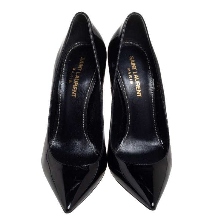 Pre Owned Yves Saint Laurent Black Patent Leather   Opyum Pumps Size 36.5