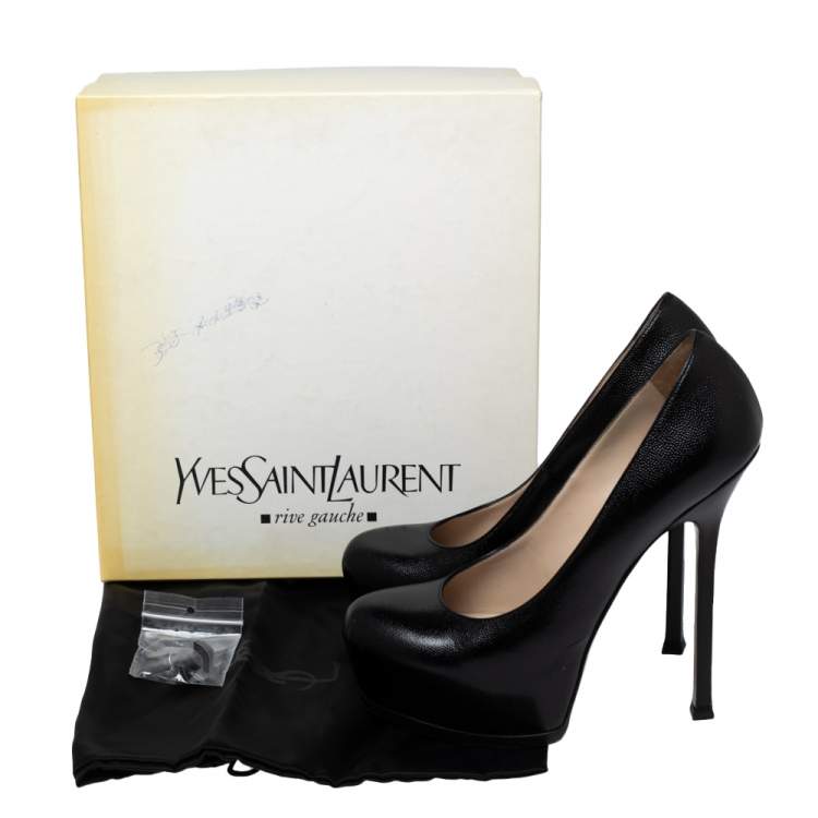 Pre Owned Yves Saint Laurent Black Leather Tribtoo Platform Pumps Size 40