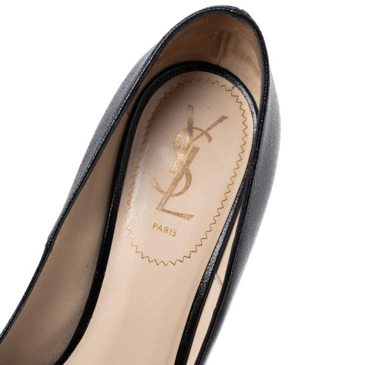 Pre Owned Yves Saint Laurent Black Leather Tribtoo Platform Pumps Size 40