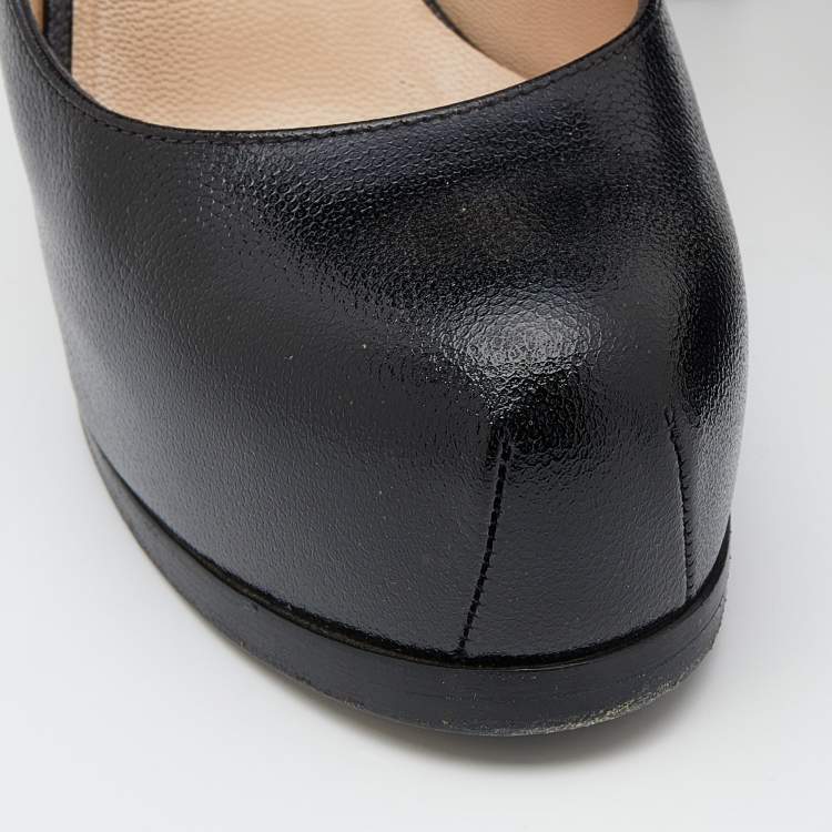 Pre Owned Yves Saint Laurent Black Leather Tribtoo Platform Pumps Size 36