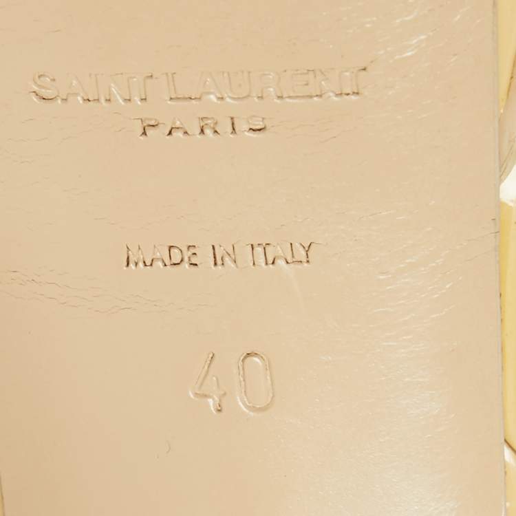 Pre Owned Yves Saint Laurent Beige Patent Leather Tribute Sandals Size 40